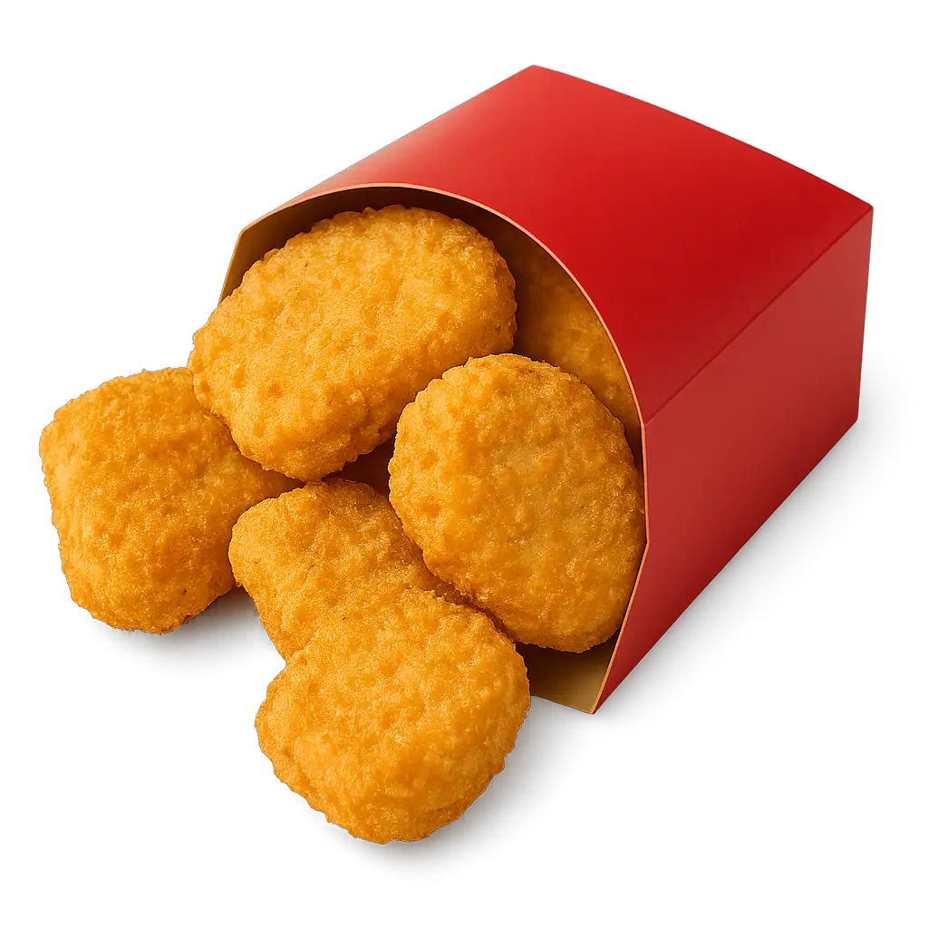 CHICKEN NUGGETS – knusprige 6 Stück aus zartem Pouletfleisch, goldbraun frittiert