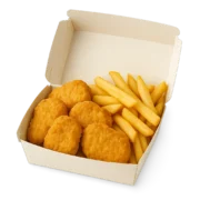 CHICKEN NUGGETS BOX – 6 knusprige Nuggets mit goldgelben Pommes