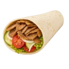 Döner Kebap im Fladenbrot mit individuell wählbaren Zutaten wie Rotkabis, Rüebli, Salat, Tomaten und Zwiebeln