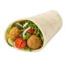 Falafel vegetarisch mit knusprigem Fladenbrot, frischem Salat und Sauce