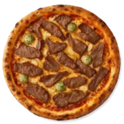 Falcone Pizza mit Kalbfleisch, Knoblauch und Kräuterbutter