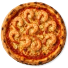 Pizza Crevetten mit Riesenkrevetten und Knoblauch