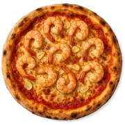 Pizza Crevetten mit Riesenkrevetten und Knoblauch