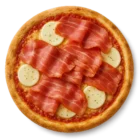 Pizza FCL mit Raclettekäse, Rohschinken und Mozzarellascheiben