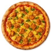 Pizza India mit Pouletfleisch, Ananas und Curry