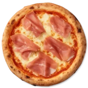 Pizza Prosciutto mit Schinken auf knusprigem Steinofenboden