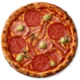 Pizza Svizzera mit Schinken, Salami, Speck und Kräuterbutter
