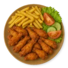 Knusprige Pouletflügeli (10 Stück) mit Pommes frites und frischem Salat